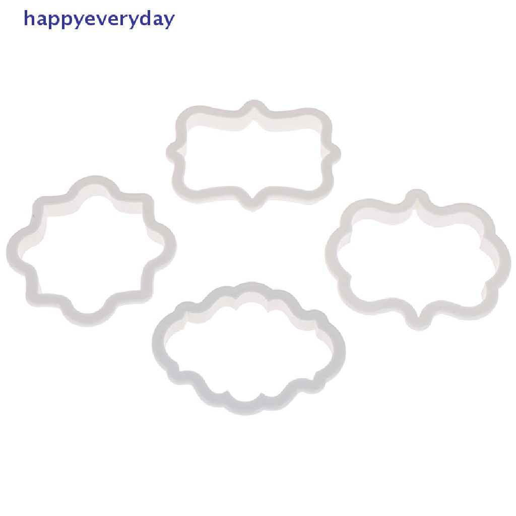 [happy] 4pcs vintage plaque frame cookie cutter set Pemotong Biskuit Plastik Alat Kue [ID]