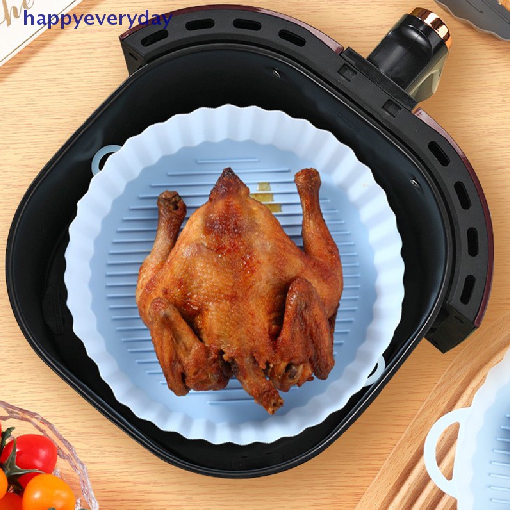 [happy] 21 cm Air Fryers Oven Baking Tray Fried Chicken Basket Mat AirFryer Silikon Pot Bulat Pengganti Grill Pan Aksesoris [ID]