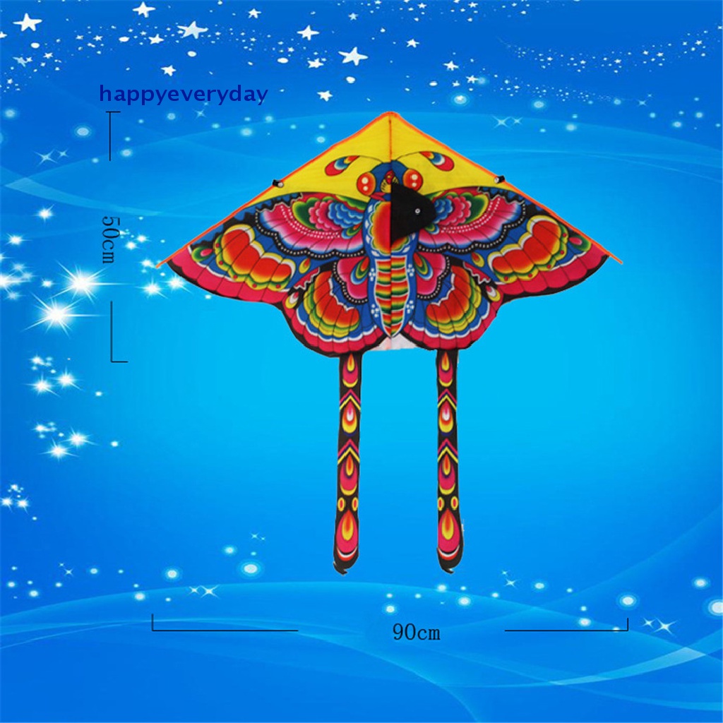 [Selamat] Besar 90 cm Layang-Layang Kupu-Kupu Garis Tunggal Novelty Animal Layangan Anak.Hadiah Mainan 90 * 55cm Nilon Hujan Kupu-Kupu Layangan Outdoor Lipat Anak Layangan Stunt Kite Surfing Tanpa L