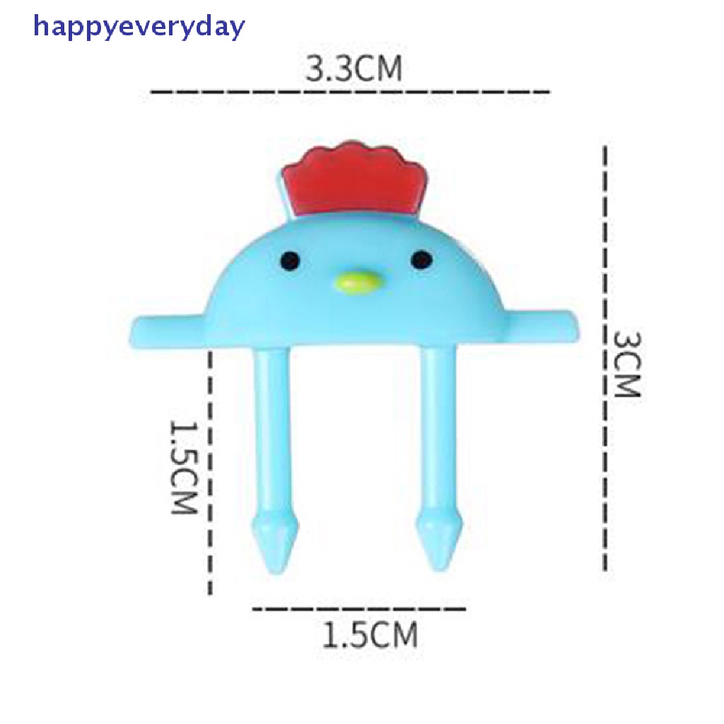 [happy] 6pcs Kartun Hewan Buah Garpu Makanan Penutup Lucu Garpu Chick Fox Frog Bento Fork [ID]