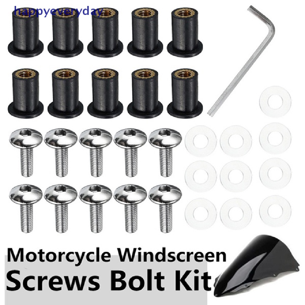 [happy] 10pcs Kaca Depan Motor Windshield Fairing Bolt Screw Kit Mur Sumur M5 15mm [ID]