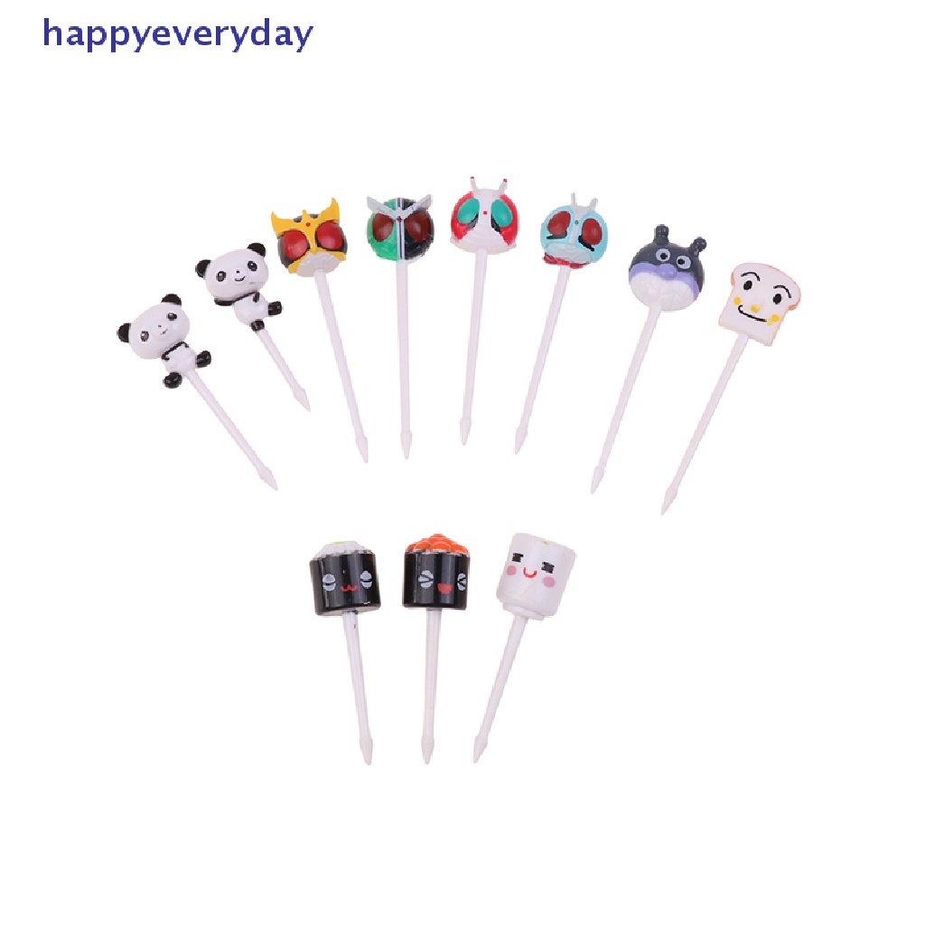 [happy] 5pcs Kreatif Kartun Buah Garpu Set Plastik Garpu Kecil Mulut Manis Garpu Kue [ID]