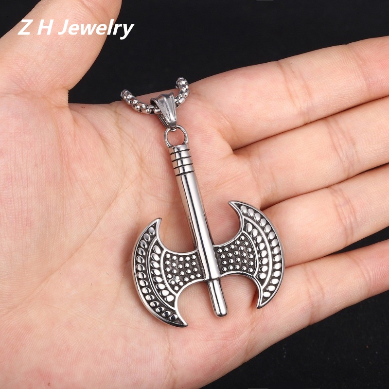 [Z H Perhiasan] Vintage Hip-hop Tomahawk Liontin Fashion Pria Dan Wanita Anti Karat Kalung Punk Pesta Rock Perhiasan Aksesoris