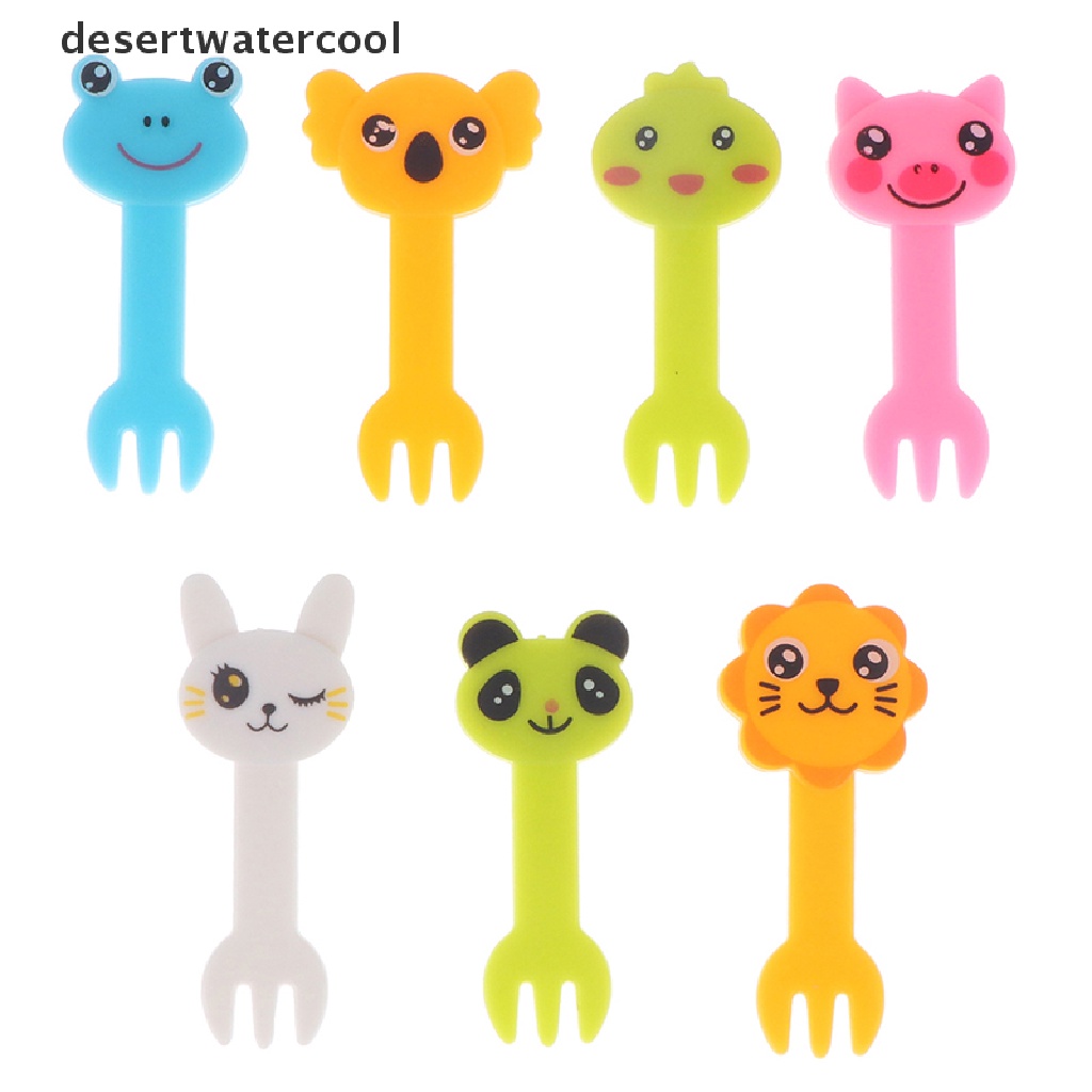 Deid7per8/10pcs Kartun Mini Garpu Buah Animal Farm Mini Cartoon Fruit Fork Food Fork Martijn