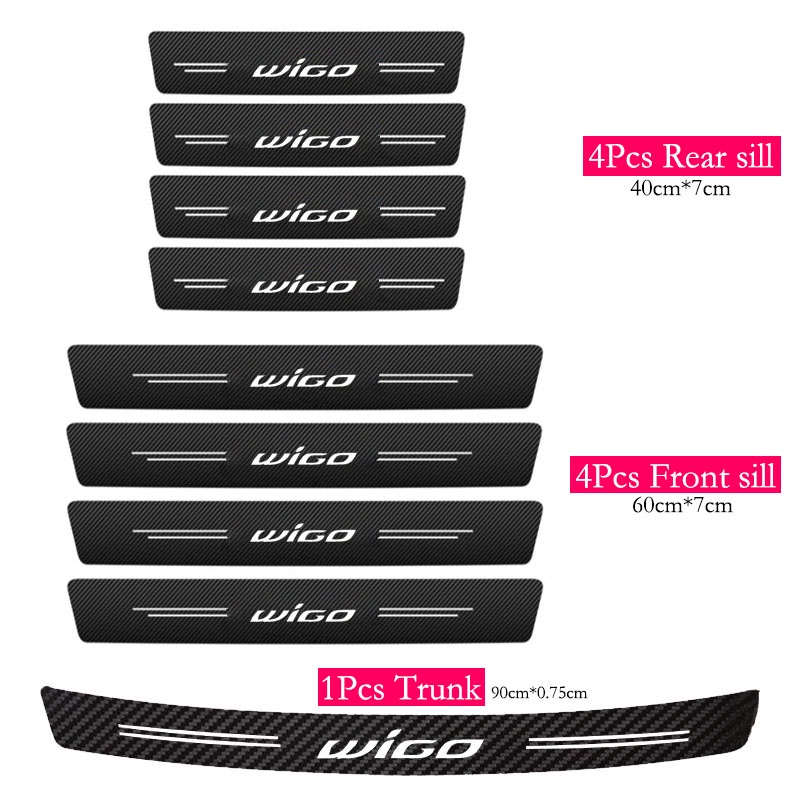 Stiker Kusen Pintu Mobil Toyota Wigo Anti Gores Serat Karbon Kulit Sticker Trunk Protector Stickers Untuk Wigo B100LA 1.0G 1.0E 1.0 TRD S Aksesoris
