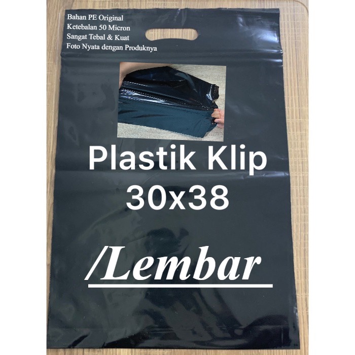 PLASTIK KLIP ZIPLOCK POND OVAL 30X38+7 - 30x45 1 PCS HITAM GLOSSY PLASTIK PACKING BESAR BAHAN TEBAL