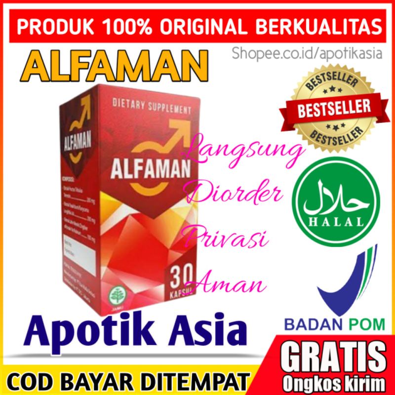 100% ORIGINAL [ Apotik Asia ] ALFAMAN Asli Original Isi 30 Kapsul Obat Kuat Stamina Pria Tahan Lama