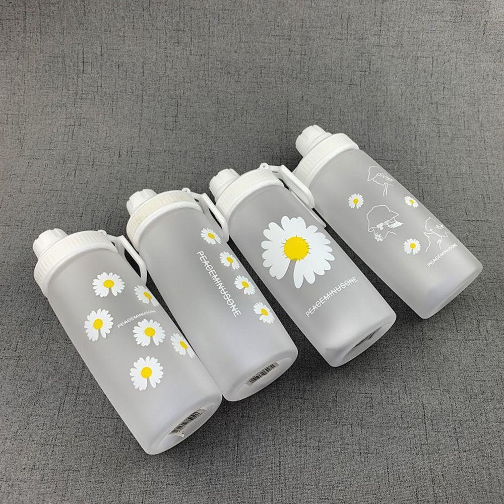 R-FLOWER Botol Air Minum Kreatif Olahraga Perlengkapan Travel Outdoor Portable Frosted Transparan