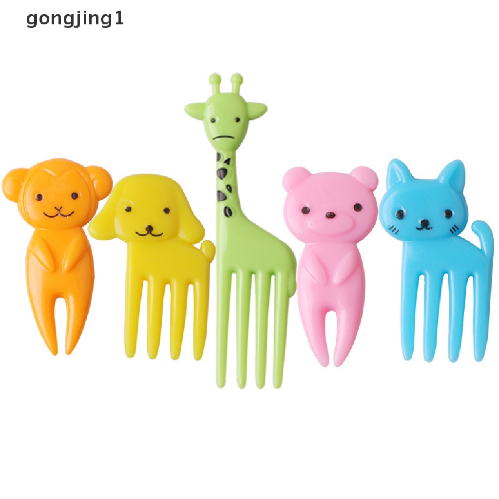 Ggg Set 10pcs Cute Animals Food Picks Mini Kartun Tusuk Gigi Buah Garpu Picks ID