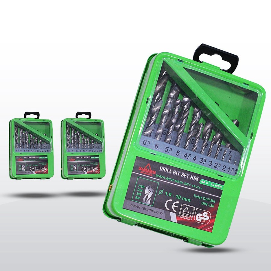 Yukido mata bor besi set HSS 19 pcs - Drill bit set 19pcs - Mata bor set multifungsi besi metal kayu plastik