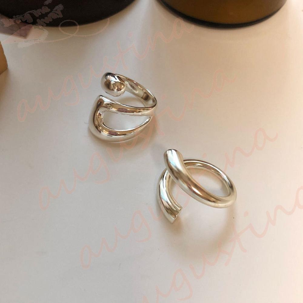 Agustinina Pembukaan Cincin Rasa Tinggi Tren Berongga Halus Kurva Tidak Teratur Perhiasan Fashion