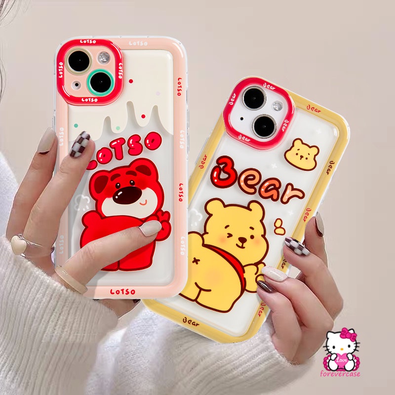 Kartun Winnie the Pooh Strawberry Bear Manyo Case Realme C35 C15 C25 C11 2021 C55 C30 C30S 7i C17 C3 C1 C2 6i 5 5i 5s C21Y C20 C33 C11 2020 C25Y C25s C20A C12 Lembut Airbag Cover