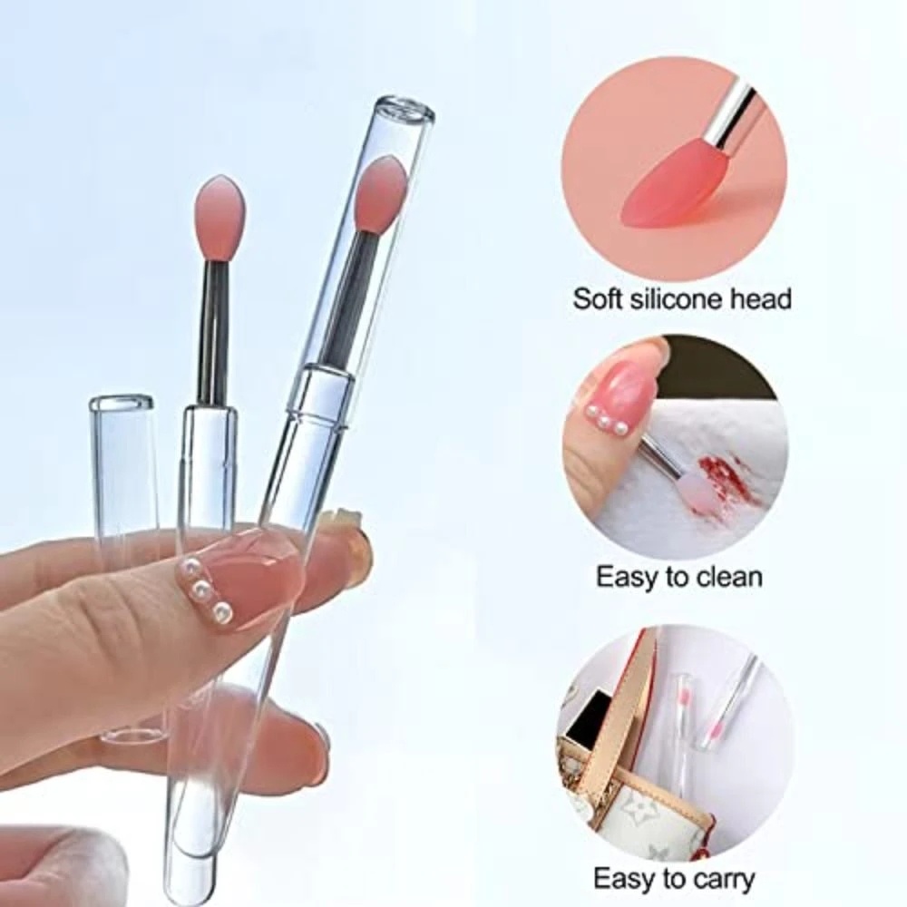 [Harga Grosir] Kuas Bibir Silikon Portable Multifungsi/Dengan Tutup Mini Eyeshadow Lipstik Lip Gloss Blam Aplikator/Lips Care Set Alat Kosmetik Kecantikan