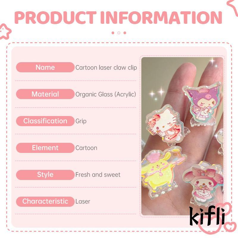 [KD] Kartun Hiasan Kepala Laser Sanrio Hair Claw Clip Lucu Sederhana Serbaguna Klip Rambut Rusak