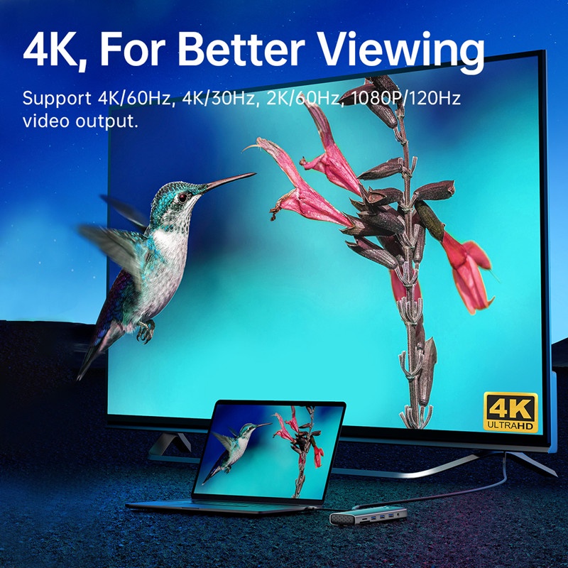 Orico Docking Station Tipe C HUB Ke 4K60Hz HDMI-compatible USB 3.0 Adapter RJ45 PD100W Charge Untuk Macbook Pro Aksesoris Laptop