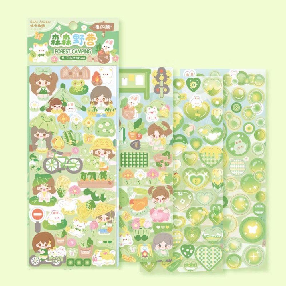 [Elegan] Winky Goo Card Stickers Mainan Anak Perempuan Tahan Air Pop Laser Stiker Scrapbooking Stiker Guka Stiker Set Goo Card Stiker Bahan Akun Tangan Goo Card Sticker Set