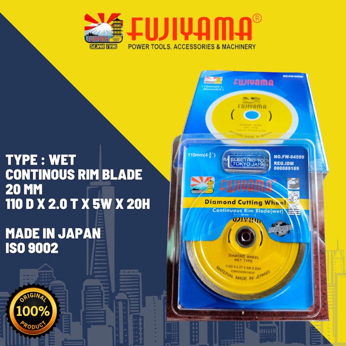 Diamond Wheel FUJIYAMA WET Pisau Mata Potong Keramik BASAH 4Inch ORI