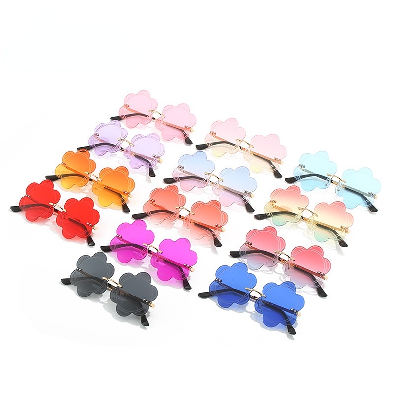 (YUZHU) Frameless Petal Sunglasses Women Western Fashion Bunga Kacamata Hip Hop Lucu Sunglasses