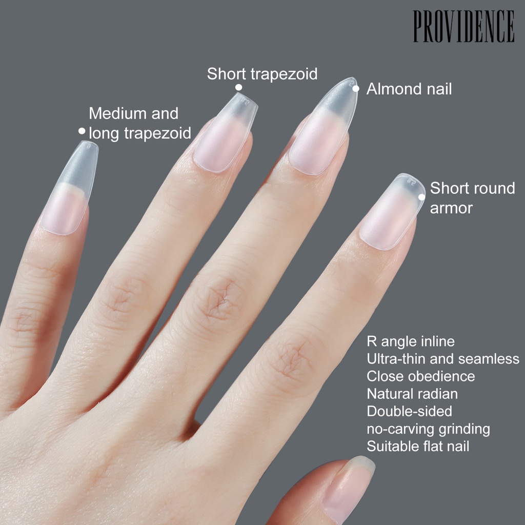 Providence 420Pcs/kotak Kuku Palsu Mudah Di Tempel Tahan Lama Yang Dapat Dilepas Bening Matte Ekstensi Kuku Akrilik Extra Pendek Almond Nail Tips Perlengkapan Salon Kuku