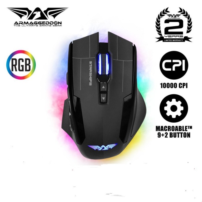 Armaggeddon NRO-5 Starship III RGB 9 Buttons Gaming Mouse RGB 10000CPI