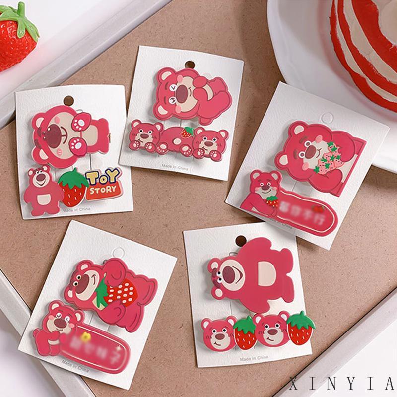 [xinyia.id11] Strawberry Bear Set Jepit Rambut Segar Manis Rambut Patah Poni Samping Klip Duckbill Clip