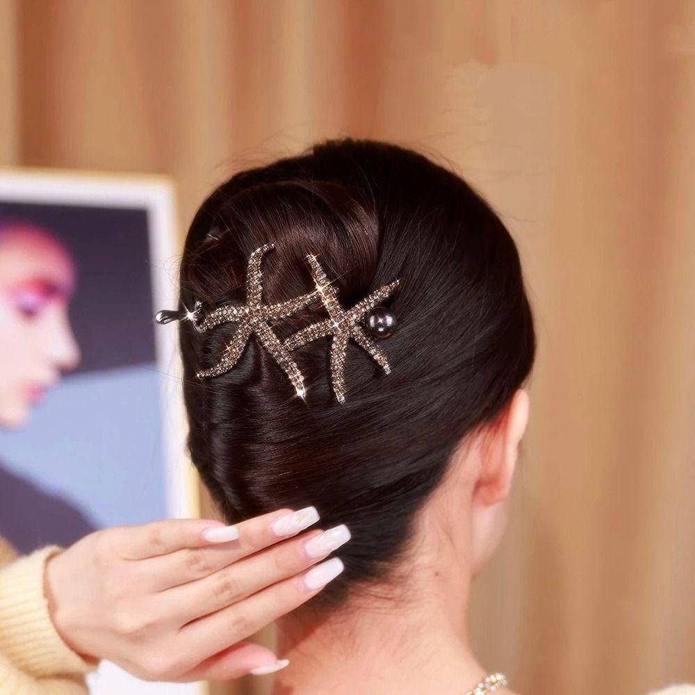 Needway Klip Rambut Melengkung Jepit Rambut Elegan Simple Hair Clip Untuk Wanita Kepala Belakang Hiu Klip Hiasan Kepala Bintang Laut Klip Rambut Untuk Anak Perempuan Klip Twist