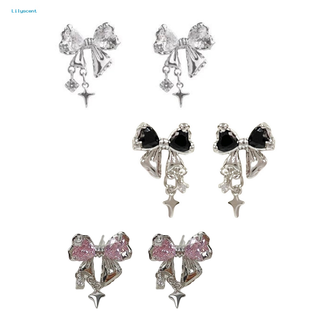 Lilyscent 1pasang Burrs-free Women Earrings Perhiasan Aksesori Berkilau Ikatan Simpul Charms Earrings Geometric