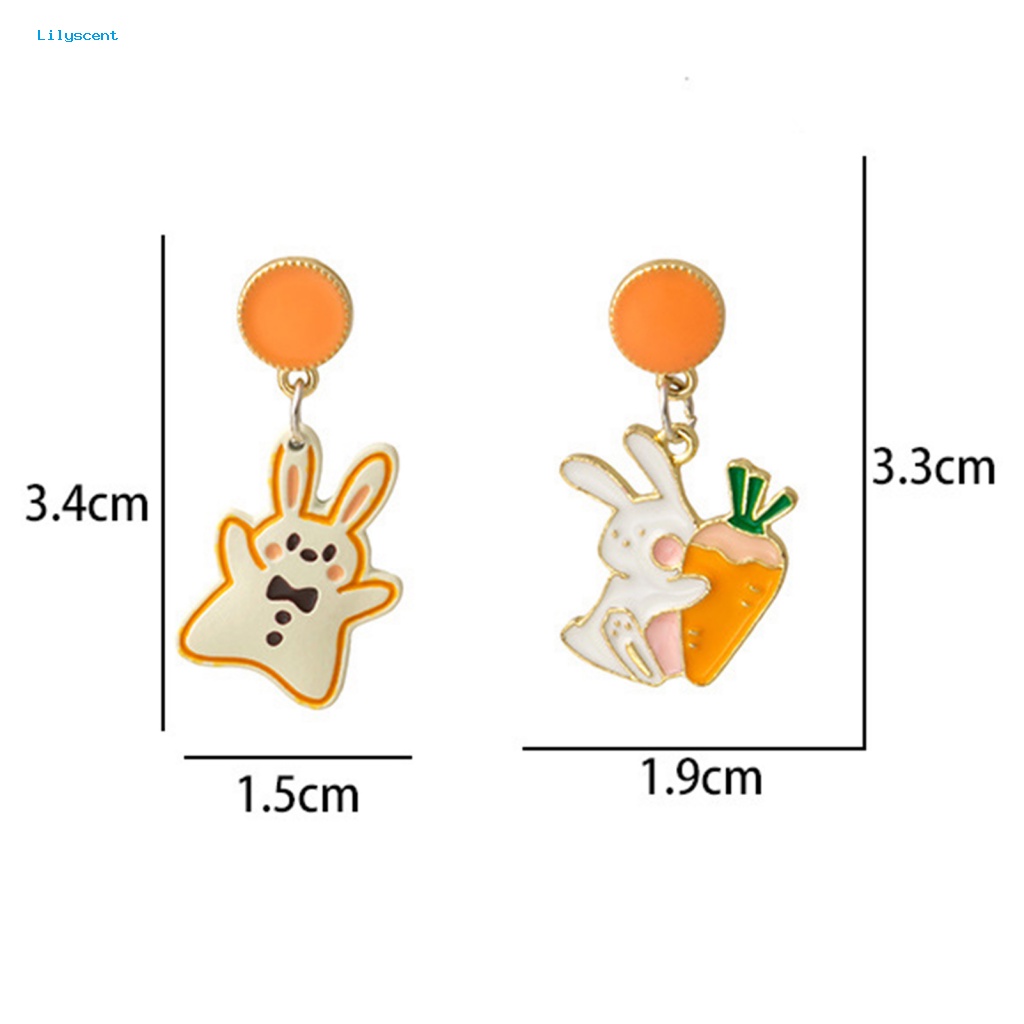 Lilyscent 1pasang Perhiasan Fashion Drop Earrings Untuk Prom Likeable Rabbit Carrot Drop Earrings Asimetris