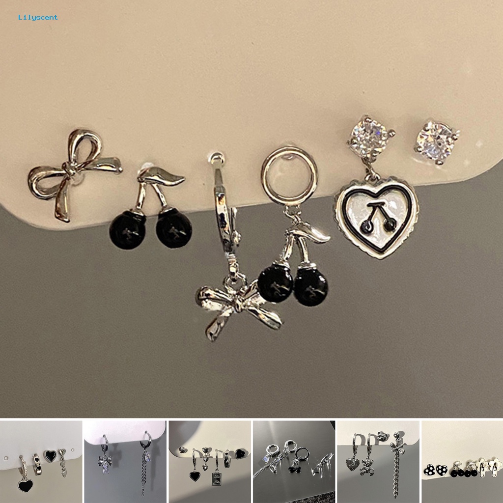 Lilyscent 1set Nyaman Dipakai Gadis Anting Untuk Pacaran Kristal Imitasi Ikatan Simpul Jumbai Menjuntai Earrings Kit Keren