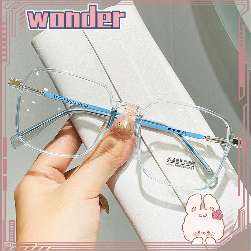 Wonder Anti-Blue Light Glasses Stylish Clear Frame Square Kacamata Wanita