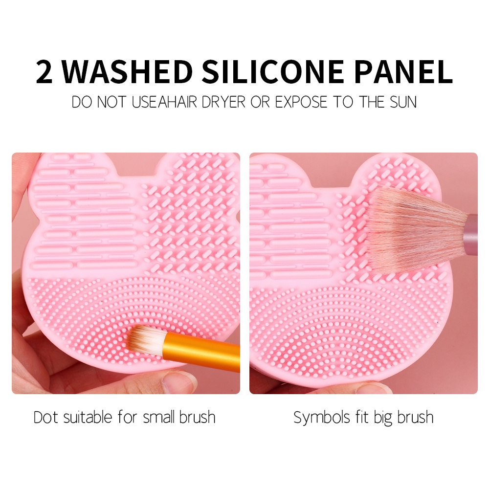 Spons Kering Basah Dual Purpose Cuci Dan Makeup Brush Cleaning Box 3jenis Alat Makeup Universal Matte Kotak Dengan Pola Yang Berbeda Kreatif Silikon Beruang Mencuci Pad