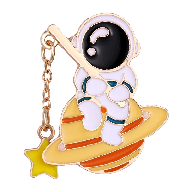 Astronot Enamel Pin Kreatif Paduan Kartun Lencana Gesper Kartun Perhiasan Pin Hadiah