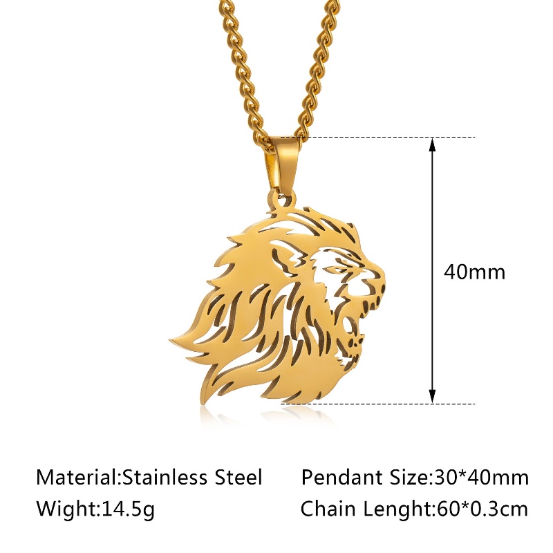 Z H Perhiasan Hip-hop Rock Stainless Steel Mendominasi Singa Liontin Untuk Pria Dan Wanita Fashion Baja Titanium Kalung Retro Punk Aksesoris Pesta