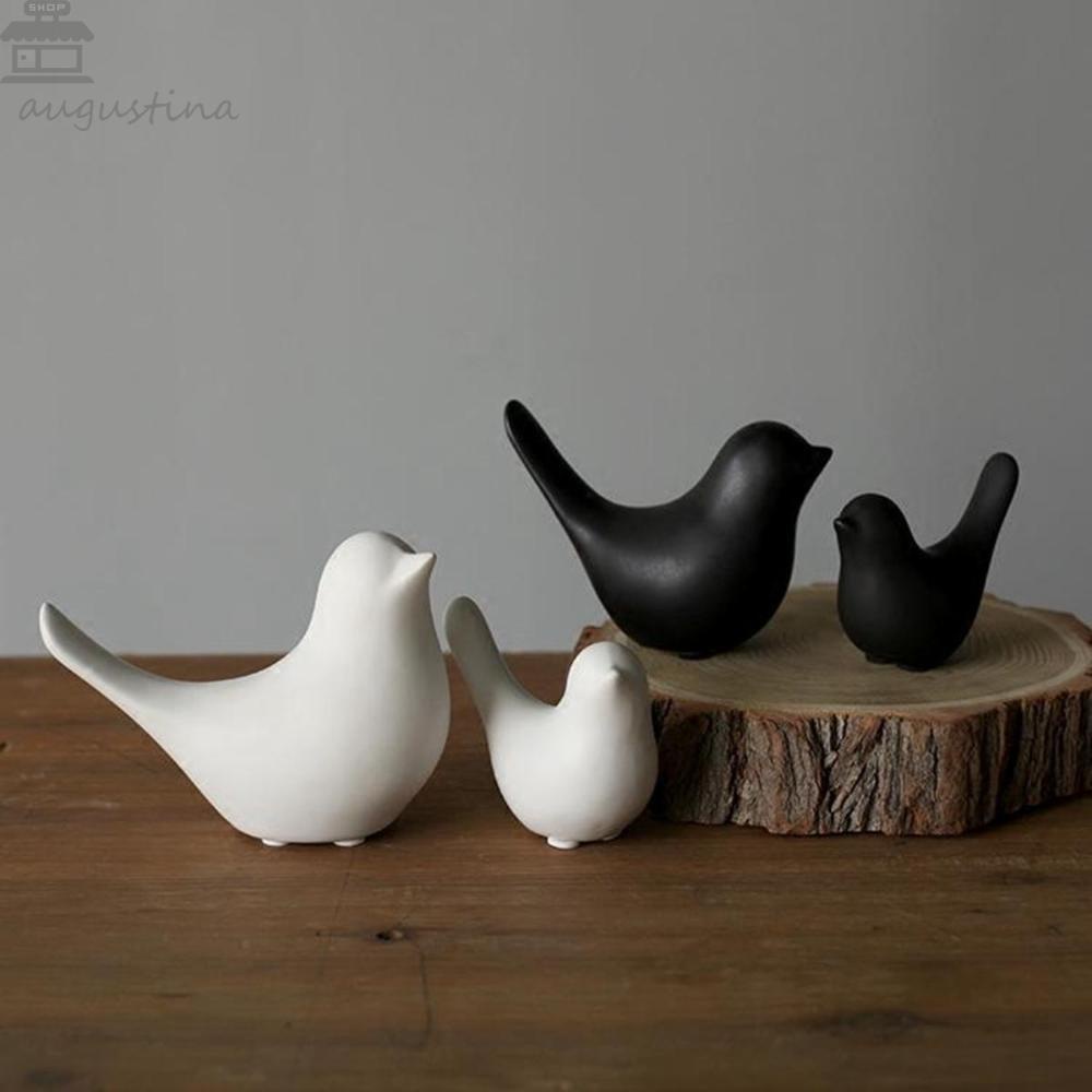 AUGUSTINA Living Room Bird Sculpture Wedding Accessories Statue Figurines Home Decoration Ceramic Black White Table Decor Nordic Style Modern Ornaments