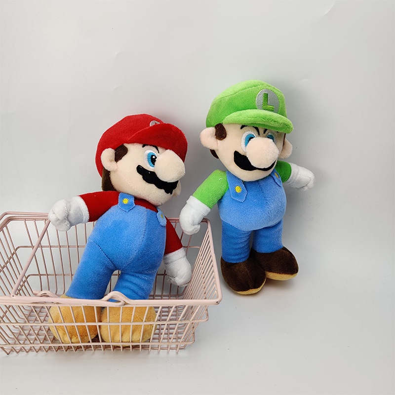 25 cm Super Mario Bros Mainan Mewah Boneka Mario Luigi Games Tokoh Anime Mainan Mewah Dekorasi Games Boneka