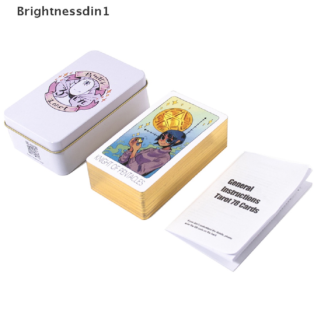 [Brightnessdin1] Tin Box Kartu Tarot Mata Ketiga Ramalan Ramalan Deck Party Board Game w/Butik Manual