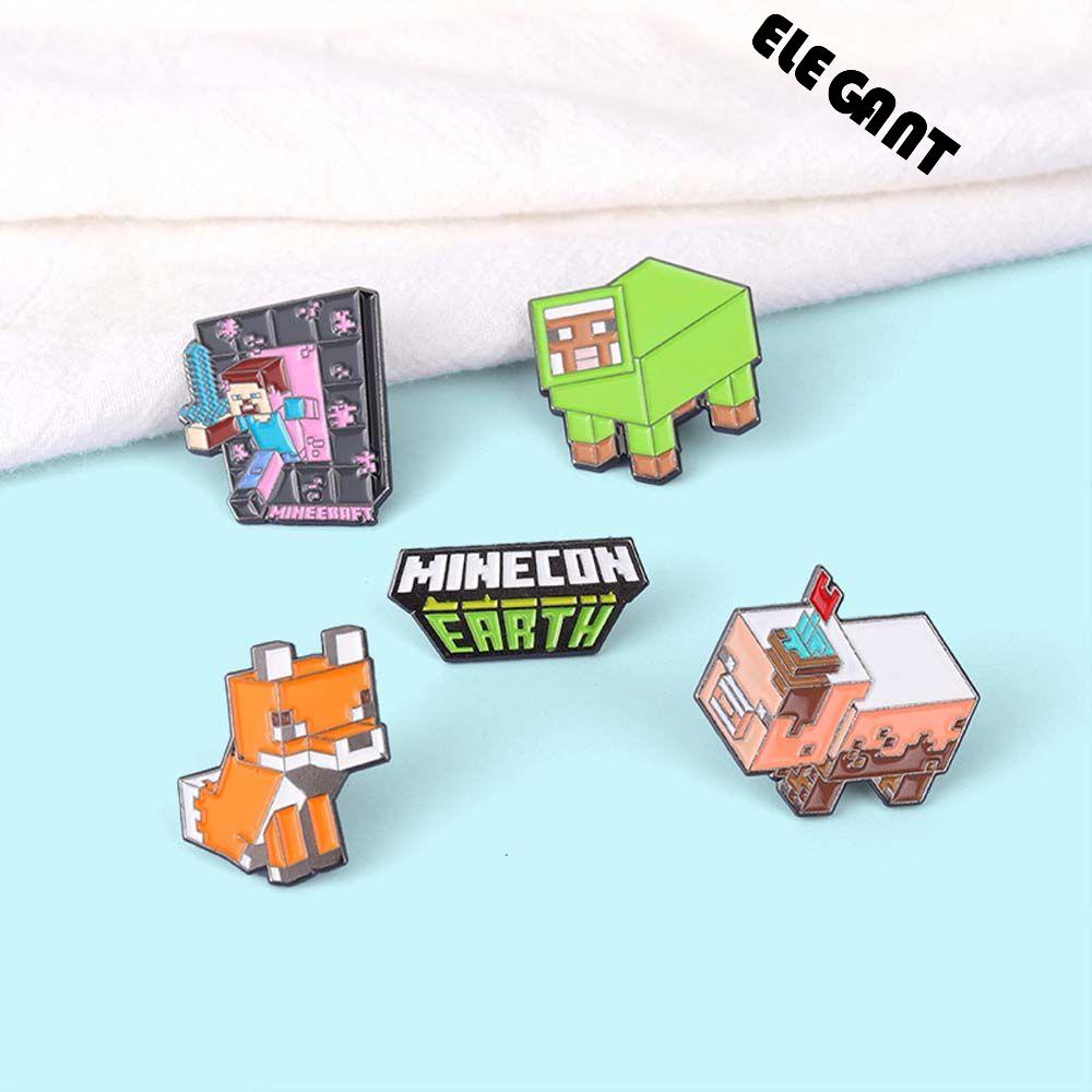 [Elegan] Permainan Duniaku Hadiah Untuk Wanita Pria Kartun Puzzle Mainan Perhiasan Aksesoris Batu Bata Lencana Pin Kerah Pin Bros Pin