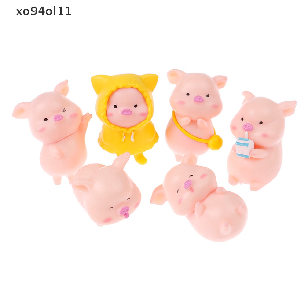 Xo 6pc Ornamen Boneka Babi Kecil Yang Lucu little pig desktop Dekorasi Kue Mobil decora OL