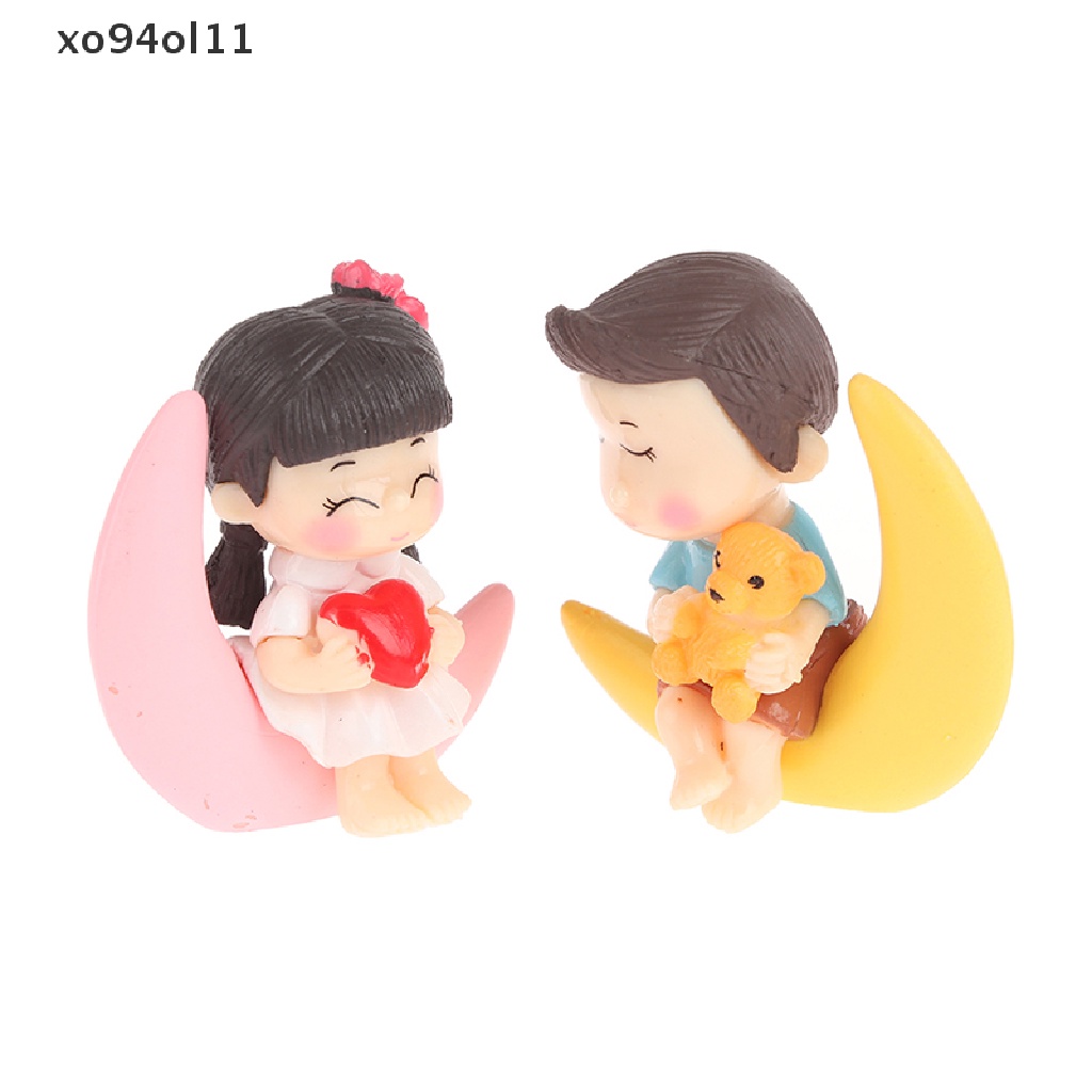 Xo 1pasang Patung Pasangan Romantis Bulan Diy Ornamen Dekorasi Meja Rumah OL