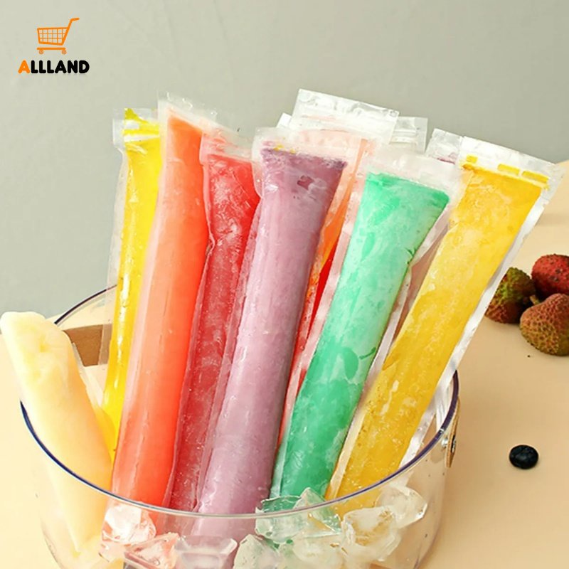 20pcs/set Kantong Freezer Ice Pop Sekali Pakai Dengan Corong/Kantong Zip-Lock Pembuat Yogurt Buah Homemade DIY