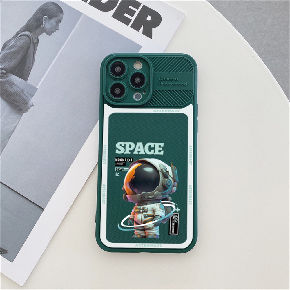 Casing Untuk iPhone 14 Pro Max14 Plus 13 Pro MAX 12 Pro MAX 11 Pro MAX X XS MAX XR Ip7 8 Plus Orange Astronot Perlindungan Penuh Anti Slip Shockproof Case Binteacase