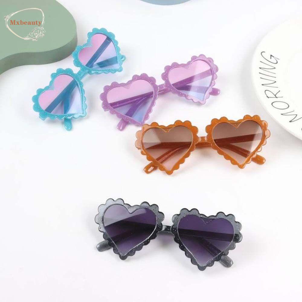 Mxbeauty Kacamata Hitam Anak-Anak Lucu Luar Ruangan Kacamata Matahari Anti-UV Pelindung Mata Peach Hati Heart Shaped Children Sunglasses