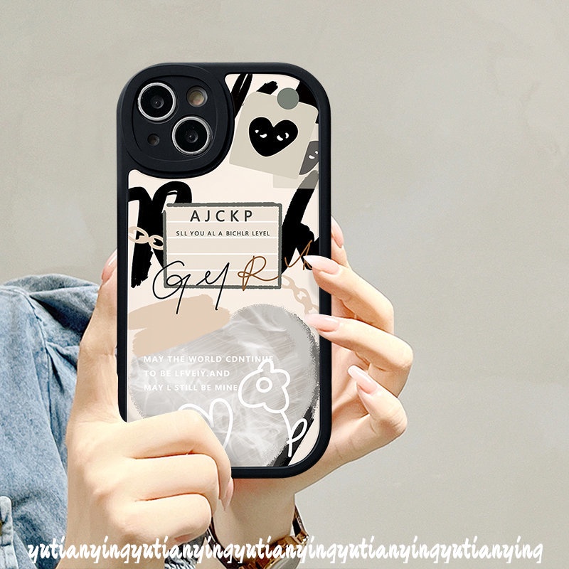 Ins Graffiti Letter Label Love Heart Casing For Infinix Hot 11s 10s 10T Hot 9 10 11 Play Hot 10 Lite Infinix Note 8 Smart 5 6 Trendy Brand Comme des Garcons Soft Tpu Cover