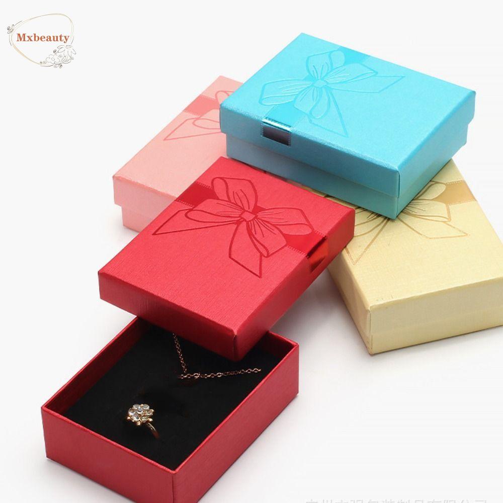 Mxbeauty Kemasan Perhiasan Portable Wedding Engagement Ikatan Simpul Kertas Persegi Display Perhiasan
