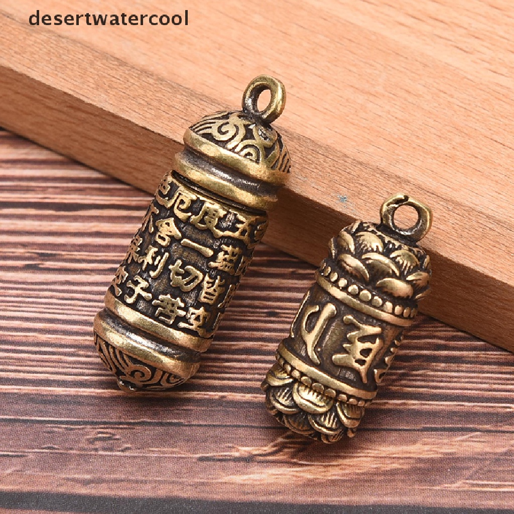 Deid Berongga Kuningan Sutra Buddha Silinder Liontin Gantungan Kunci Kalung Perhiasan Pill Box Martijn