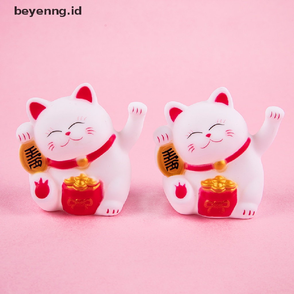 Beyen Cute pvc waving cat fortune lucky cat Hiasan Kue Mobil Liontin Hiasan Dekorasi Rumah Ornamen ID