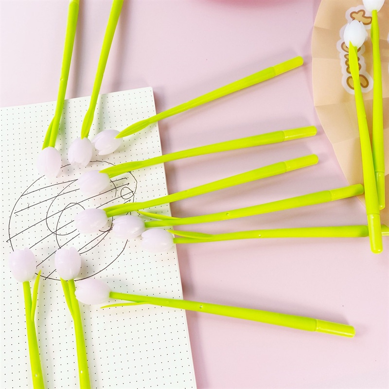 0.38mm Jarum Nib Gradasi Tulip Bentuk Gel Pen Kantor Sekolah Kreatif Tanda Tangan Pulpen
