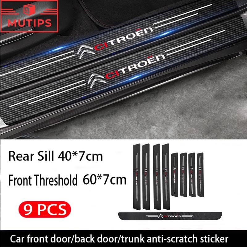 Citroen 9Pcs Stiker Pintu Mobil Carbon Fiber Sill Protection Auto Anti Gores Anti Slip Untuk Aircross e-c4 DS5 DS7 c3 c4 c5