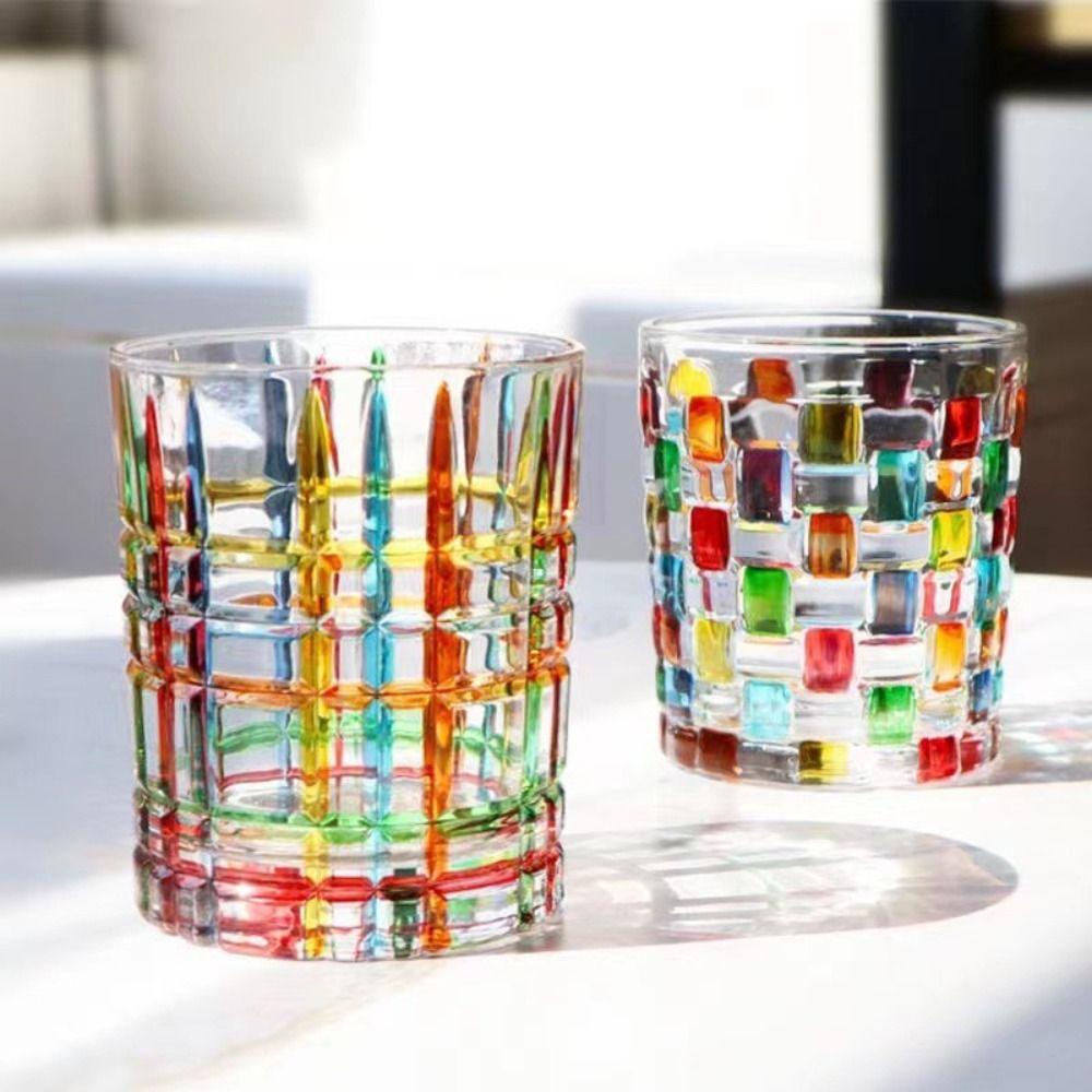 Rebuy Whiskey Glasses Scotch Colorful Painting Cocktail Gelas Minum Gelas Cangkir