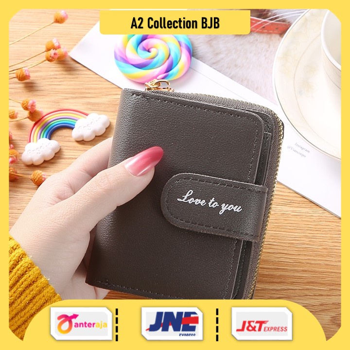 A2 | DOMPET LIPAT PENDEK DOMPET WANITA RESLETING DOMPET KARTU KECIL LOVE TO YOU TERLARIS